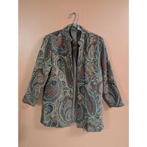 Vintage 1990s Chico's Brown Paisley Tapestry Jacket M/L